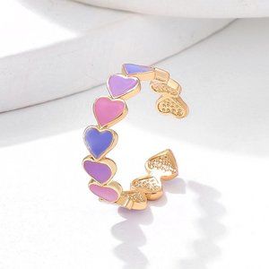 Adjustable Heart Design Cuff Ring